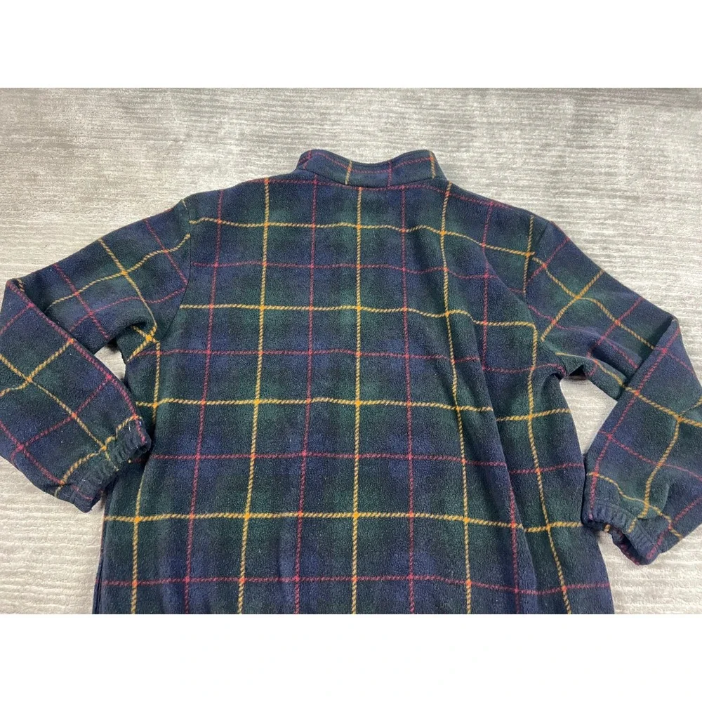 Boca Classics Fleece Pullover Mens XL Green Plaid Quarter‎ Zip Mock Neck Outdoor